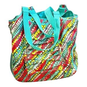 Polka Dot Women's Tote Bag Thirty one 31 gym bag workout shoe compartment teal